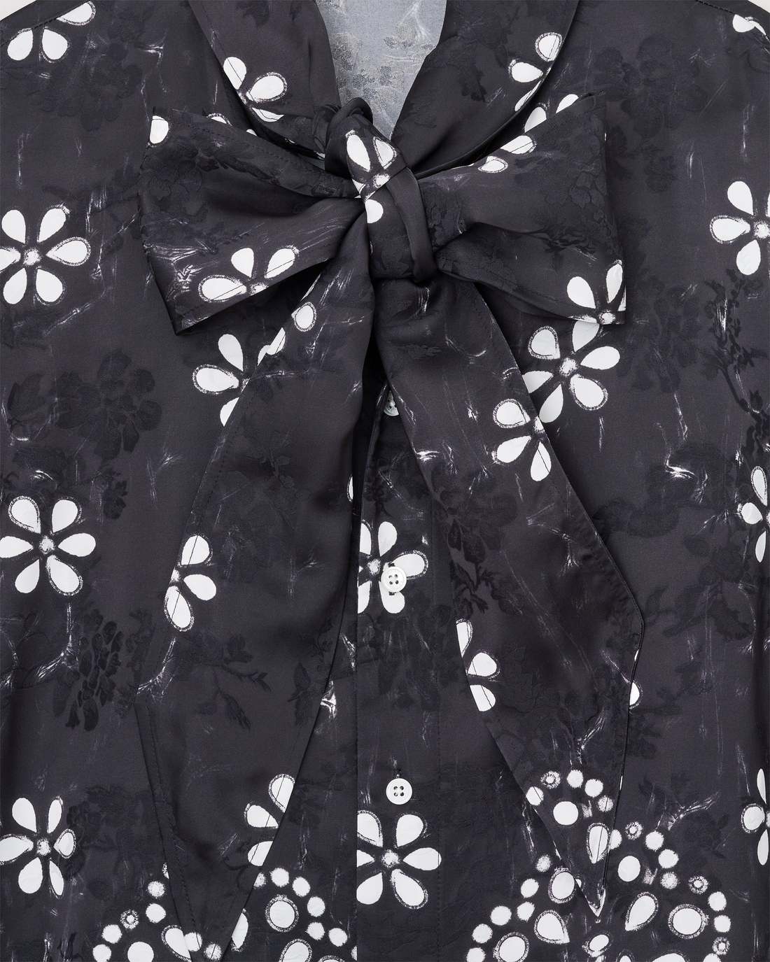Marc Jacobs Trompe L'Oeil Eyelet Bow Blouse Black/White