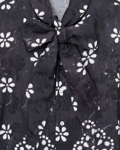 Marc Jacobs Trompe L'Oeil Eyelet Bow Blouse Black/White
