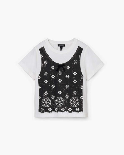 Marc Jacobs Trompe L'Oeil Eyelet Slim Tee White Multi