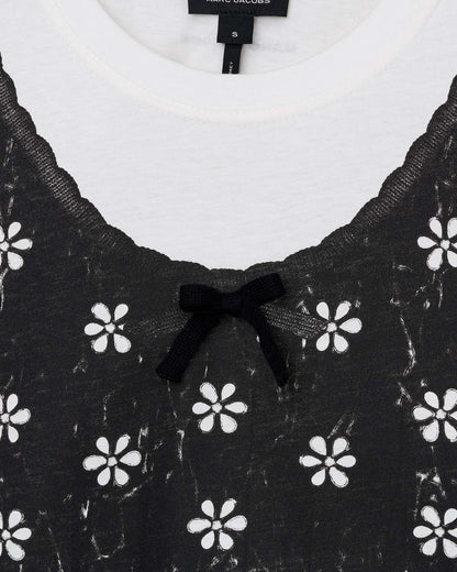 Marc Jacobs Trompe L'Oeil Eyelet Slim Tee White Multi
