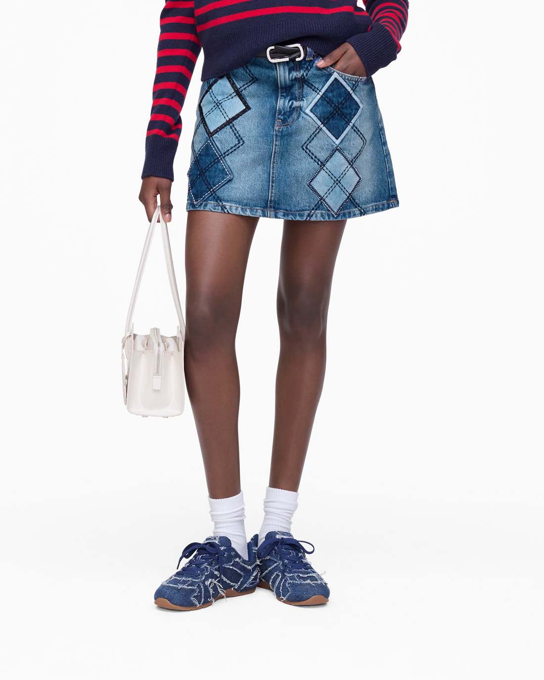 Marc Jacobs Argyle Patchwork Mini Skirt Bright Indigo