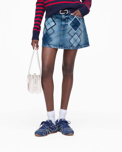 Marc Jacobs Argyle Patchwork Mini Skirt Bright Indigo