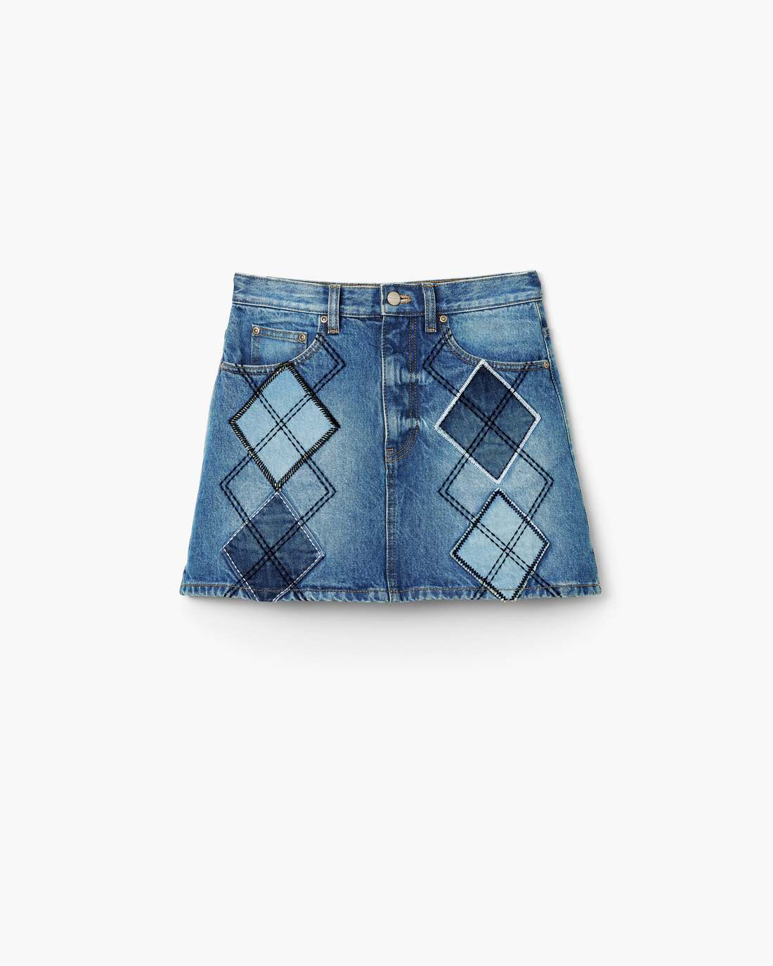 Marc Jacobs Argyle Patchwork Mini Skirt Bright Indigo