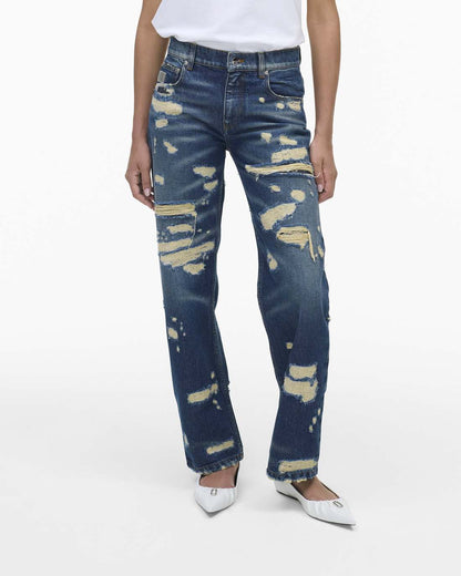 Marc Jacobs The Rip And Repair Straight Jean Punk Indigo