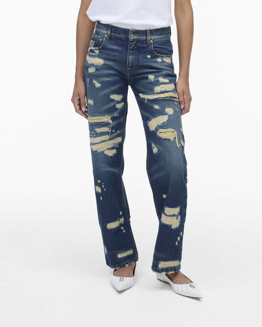 Marc Jacobs The Rip And Repair Straight Jean Punk Indigo