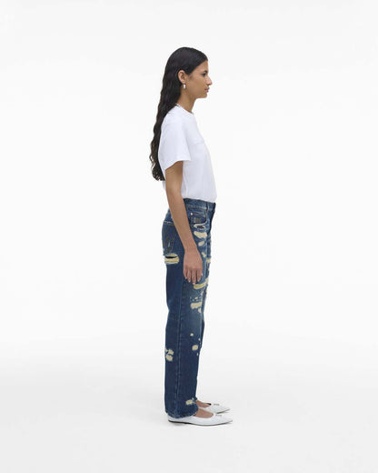 Marc Jacobs The Rip And Repair Straight Jean Punk Indigo