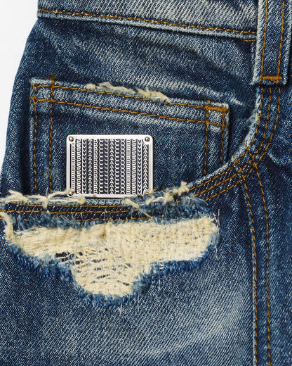 Marc Jacobs The Rip And Repair Fluted Mini Skirt Punk Indigo
