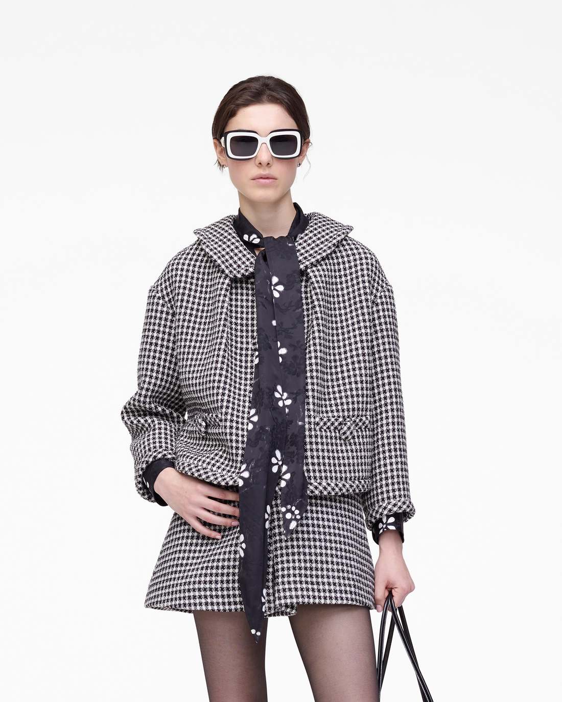 Marc Jacobs Gingham Tweed Jacket Black Multi