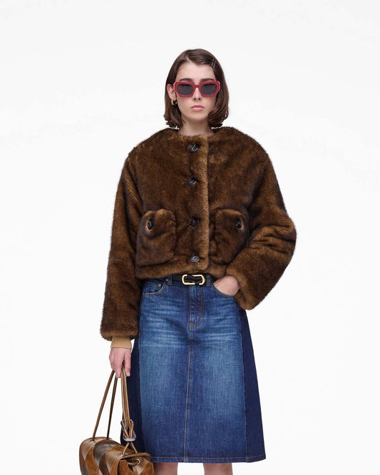 Marc Jacobs Teddy Cropped Jacket Ebony
