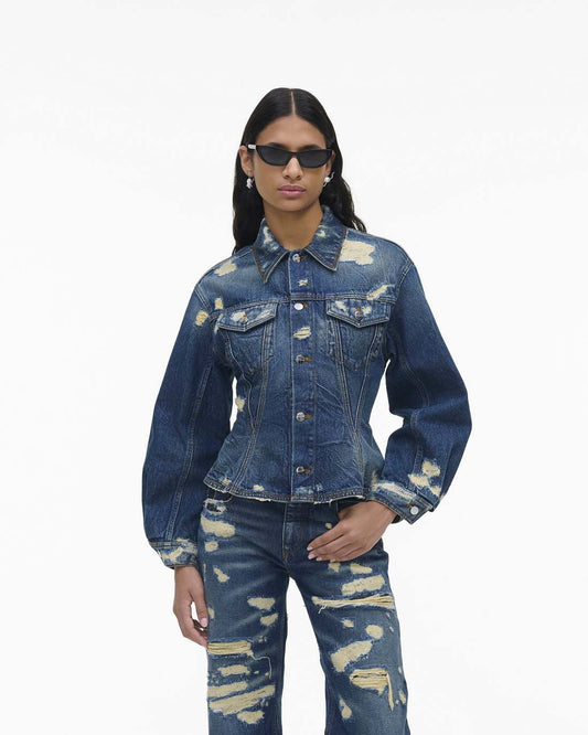 Marc Jacobs The Rip And Repair Fluted Denim Jacket Punk Indigo