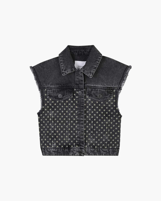 Marc Jacobs The Crystal Daisy Denim Vest Black
