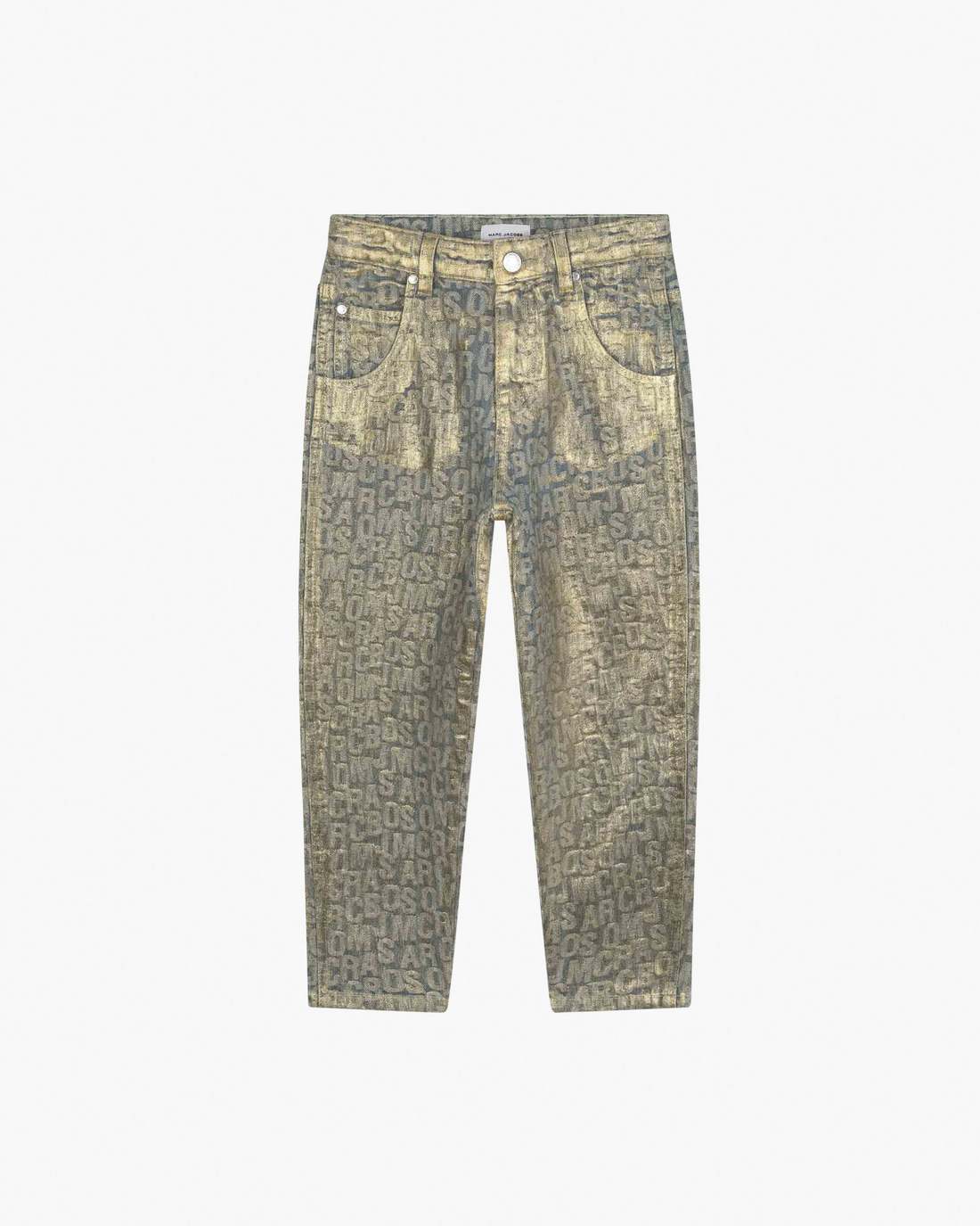 Marc Jacobs The Metallic Jumbled Logo Jeans Gold